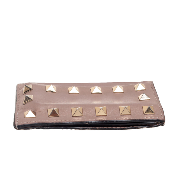 VALENTINO Dusty Pink Leather Rockstud Card Holder - Picture 8 of 9